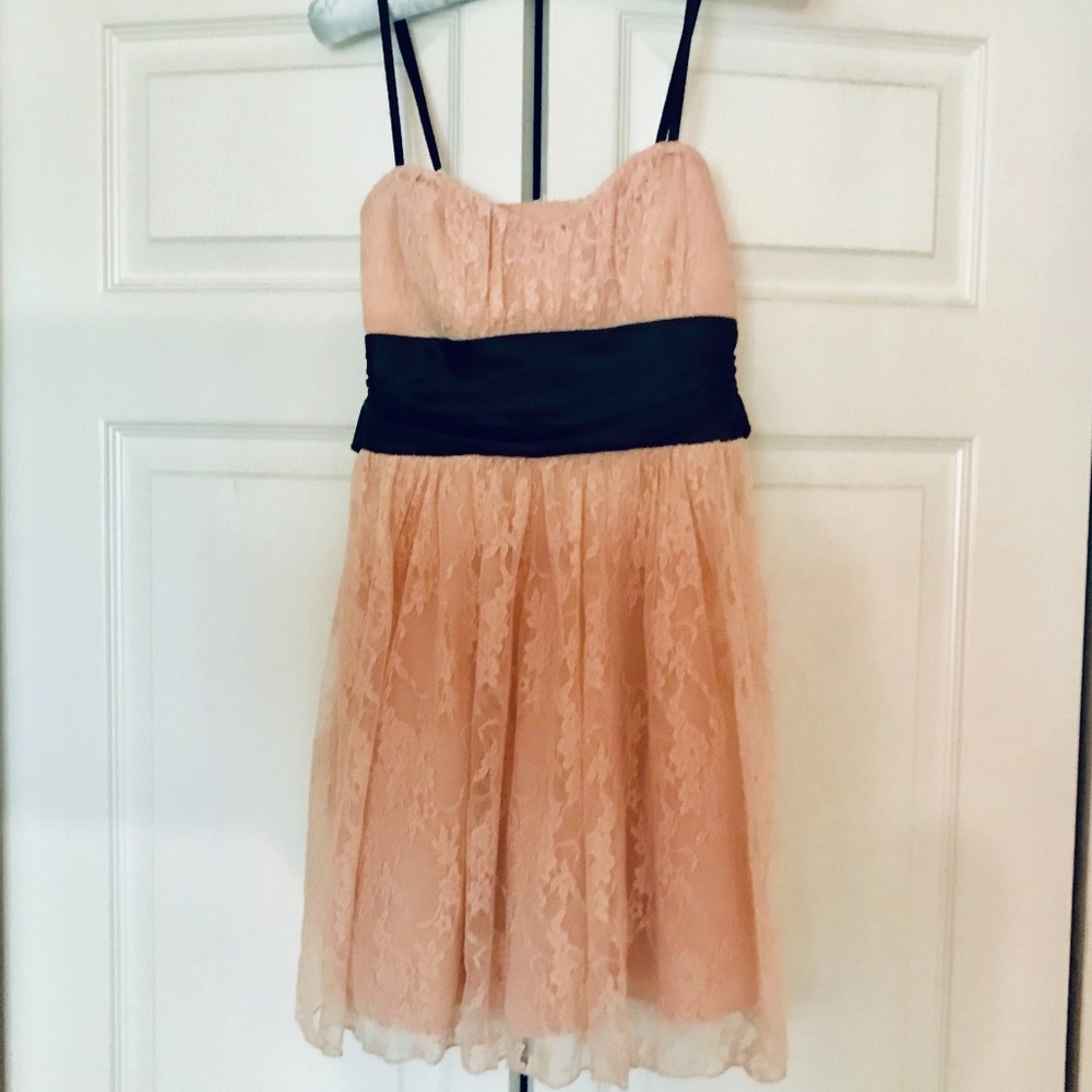 lace peach color strapless mini Dress size small
